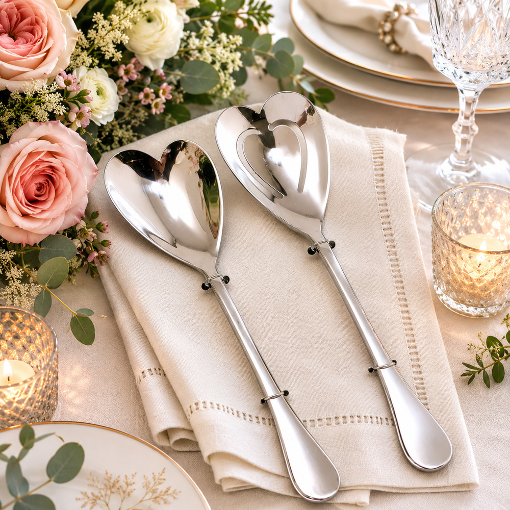 NEW Towle Irresistible Collection 2 Piece Serving Set Heart Shaped Wedding Boxed